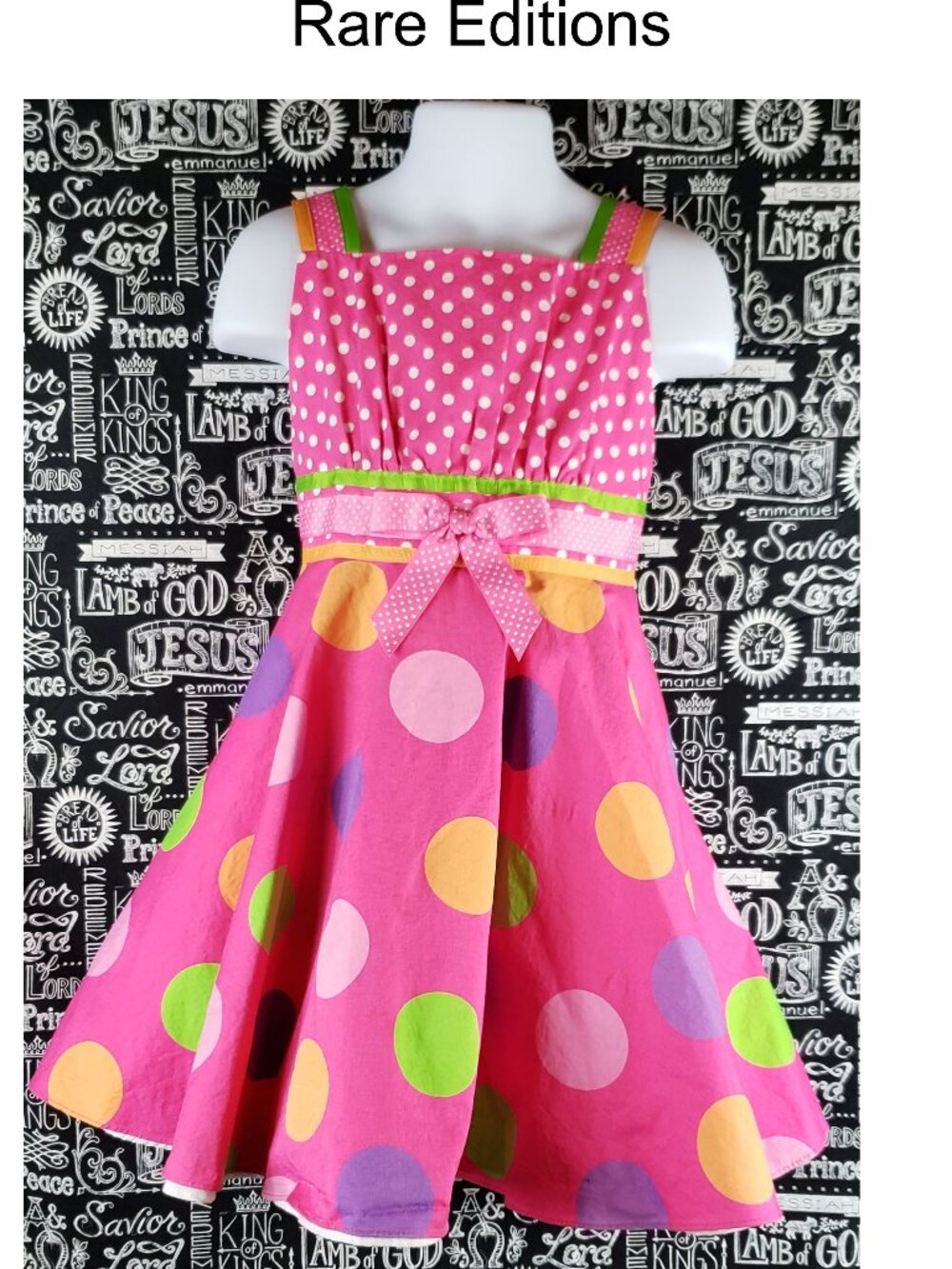 Rare Editions Pink Polka Dot Dress Size 5